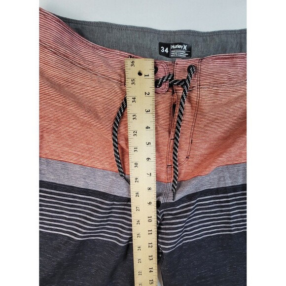 Hurley Board Shorts Mens Size 34 Multi Colored Striped Back Pocket EUC - Picture 6 of 7